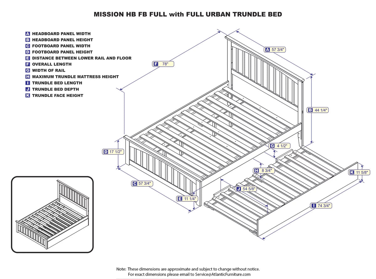 Full Platform Bed with Foot Board and Trundle Bed in Espresso C9281