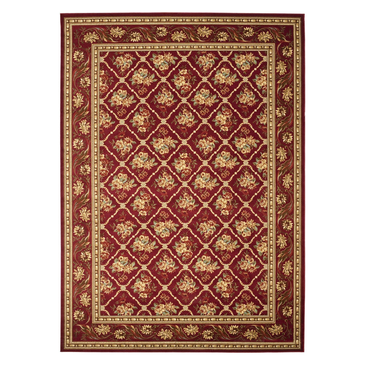 Red Floral Border Square Area Rug H782969