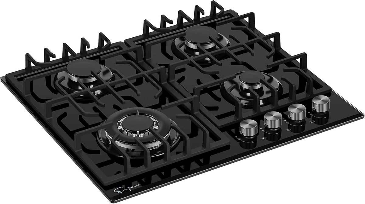 24 in Gas Cooktop 4 Sealed Burners Tempered Glass Black G38178