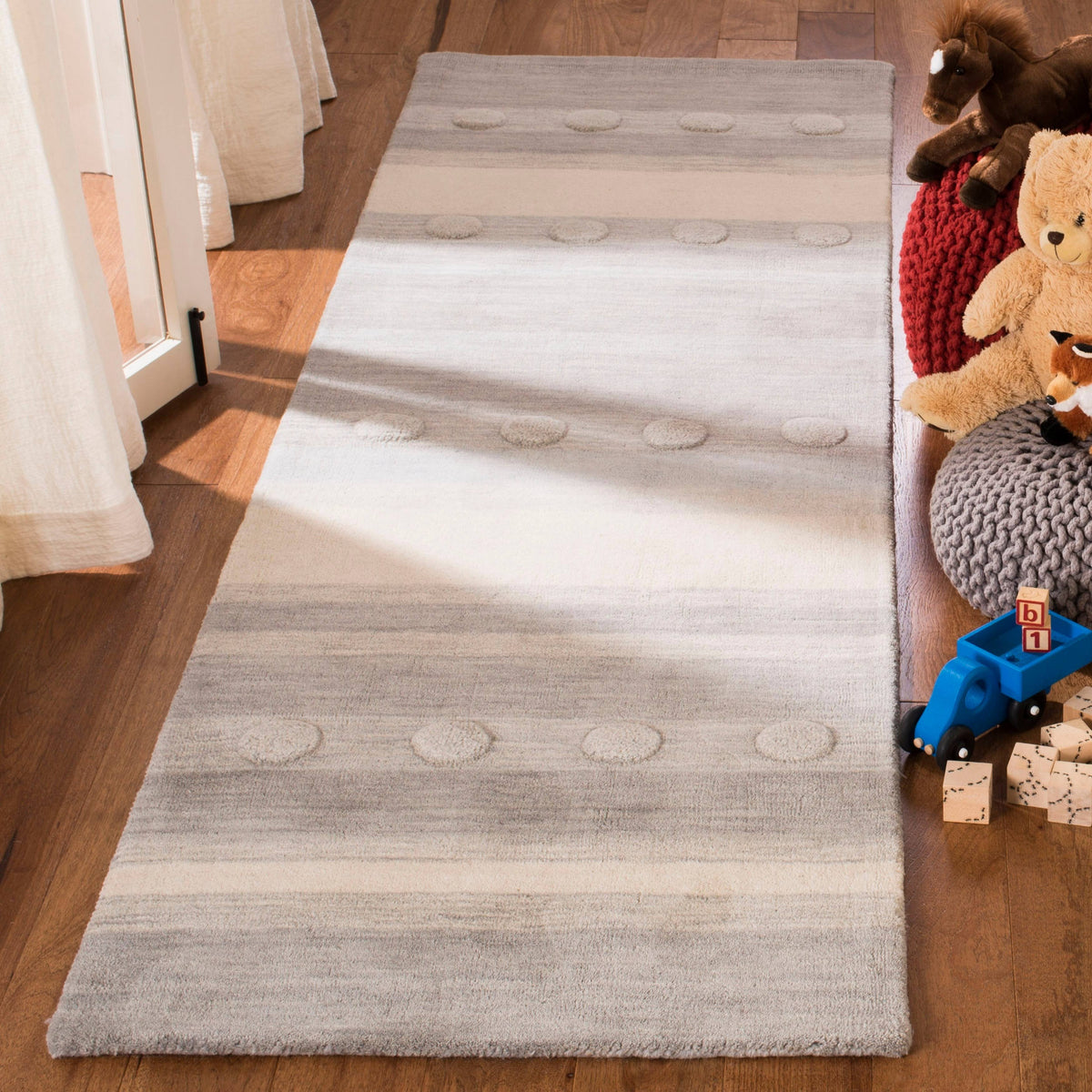 Light Blue / Pink Square Kids Rug G420