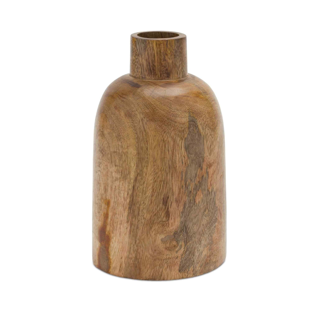 Set of 2 Brown Wooden Bottle Vases O9267