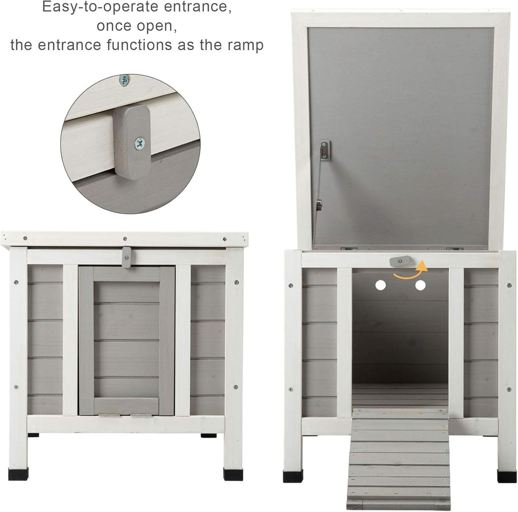 White Weatherproof Wooden Bunny Hutch Pet Cage V629099