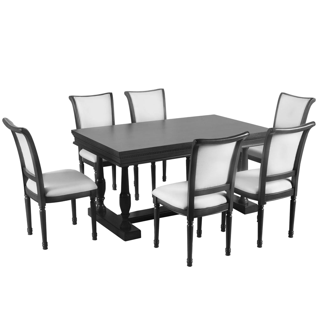 Black 6 Piece Upholstered Dining Table Set T872