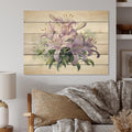 Floral Print on Natural Pine Wood Y484