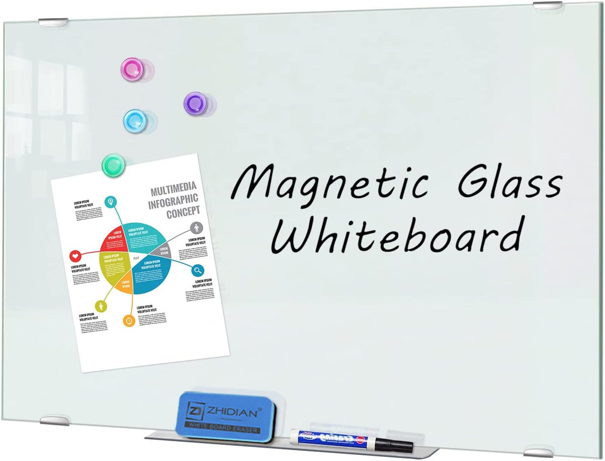 Frameless Magnetic Tempered Glass Whiteboard U613635
