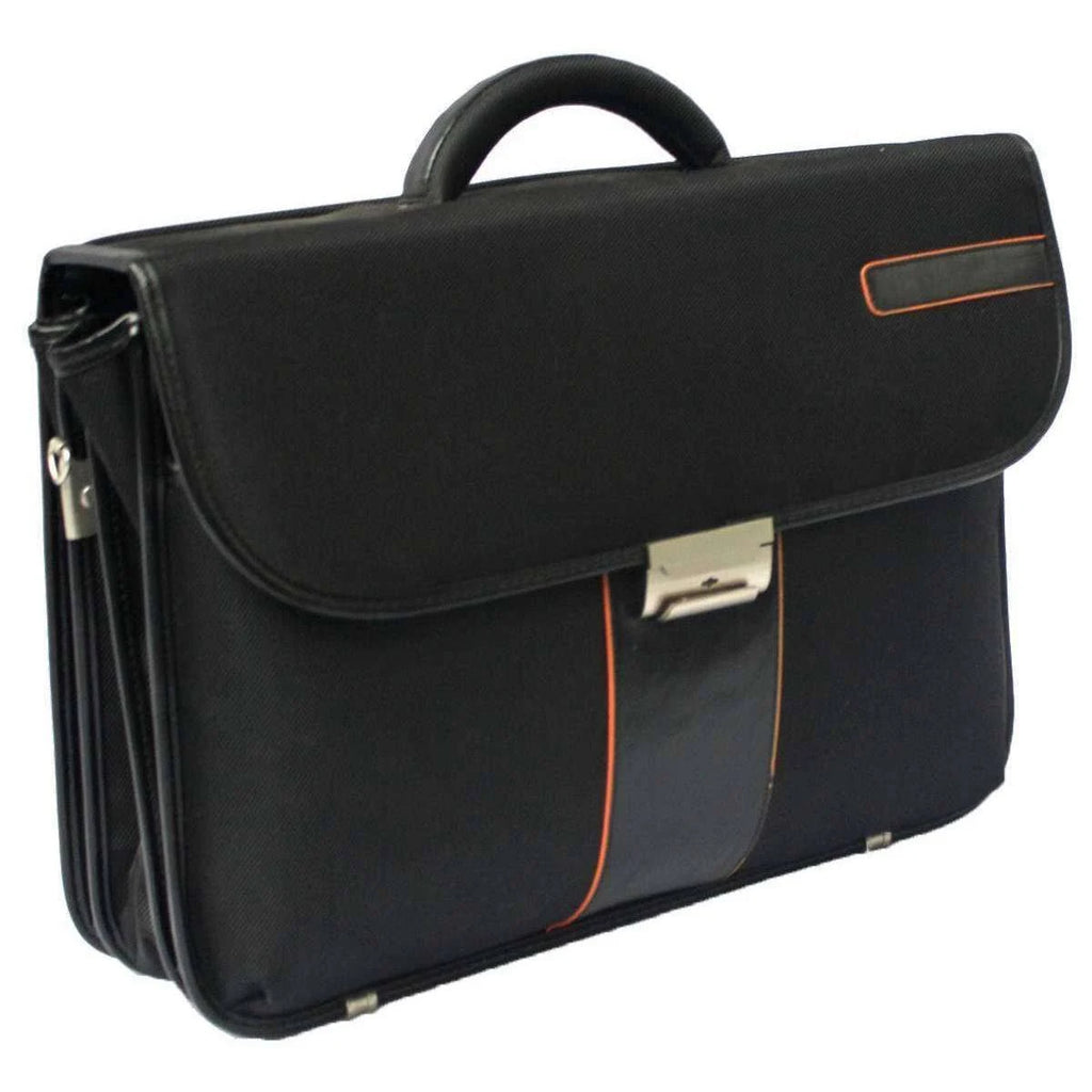 Large Flapover Briefcase - Black W255