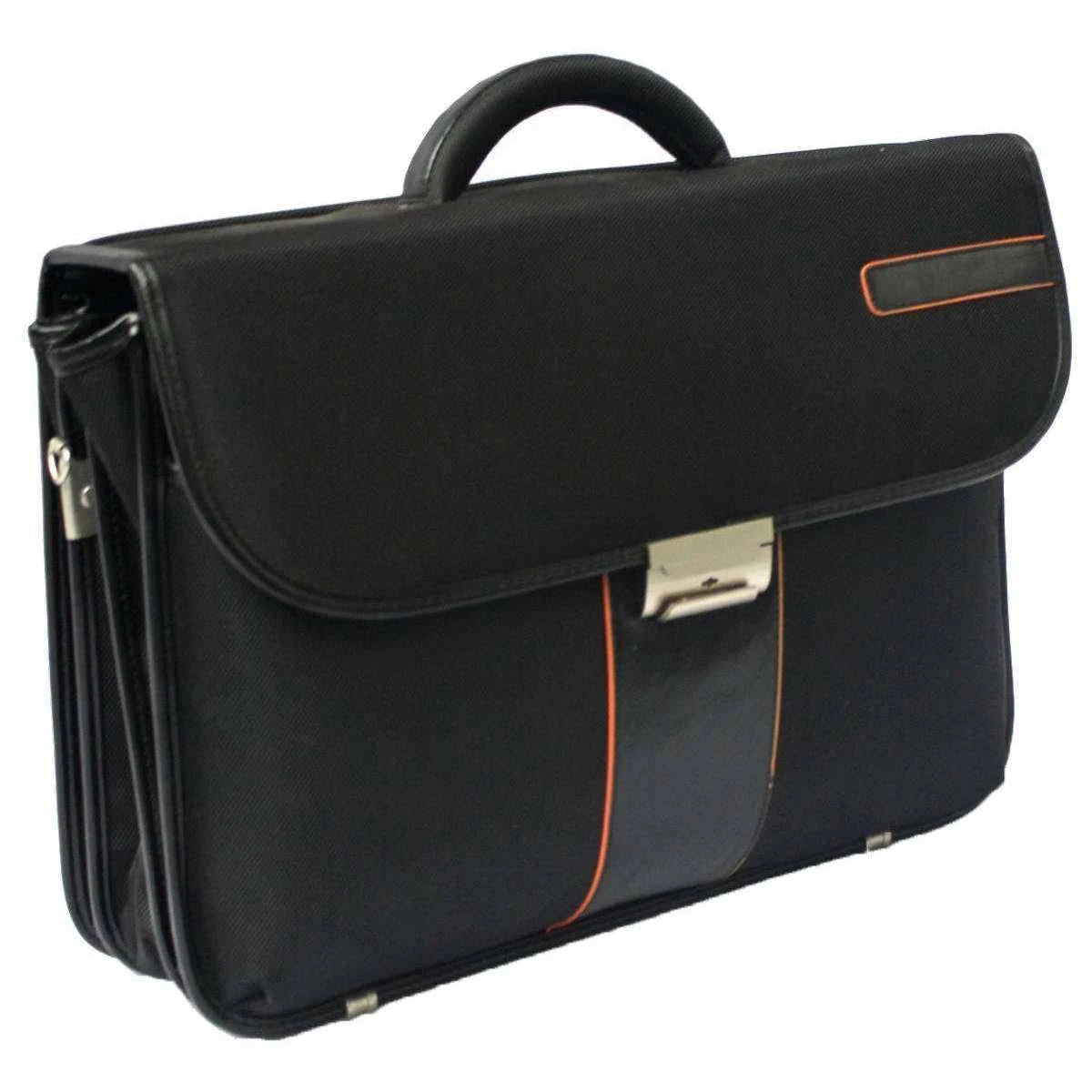 Large Flapover Briefcase - Black W255