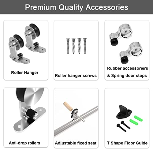 5FT Sliding Barn Door Hardware Kit, Top Mount Stainless Steel H14316