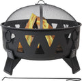25-Inch Steel Wood-Burning Fire Pit with Poker and Spark Screen H8543