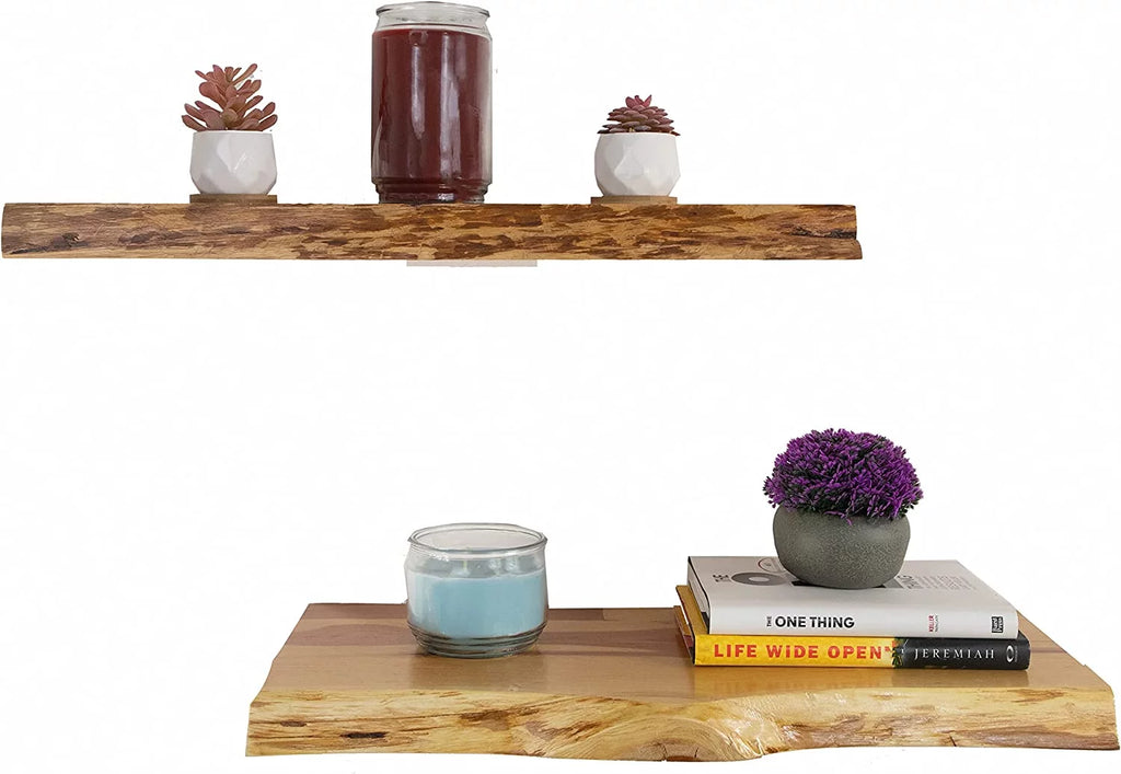 Rustic Wood Floating Shelves, Set of 2 H9738