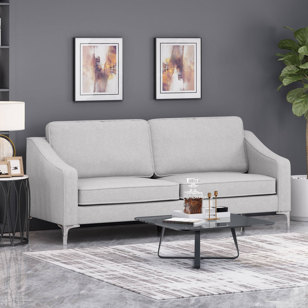Dark Granite Silver Gray Polyester 3 Seater Sofa G847