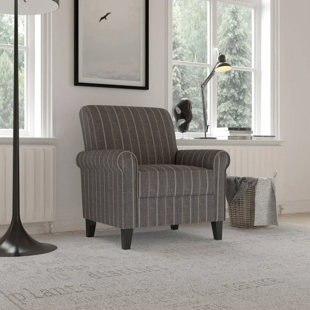 Turquoise Stripe Rolled Arm Chair I189174