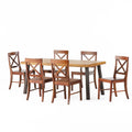 Acacia Wood and Metal 7 Piece Dining Set C60003