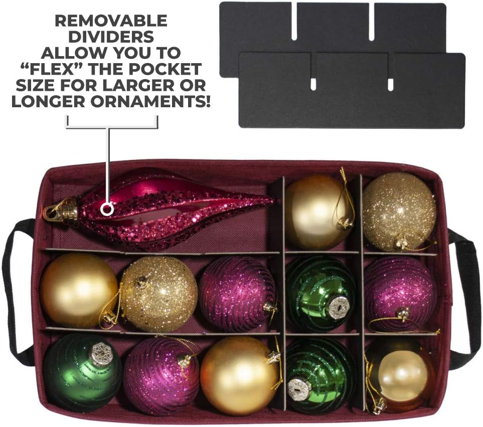 Christmas Ornament Storage Box with Adjustable Dividers, 4 Removable Trays H29066
