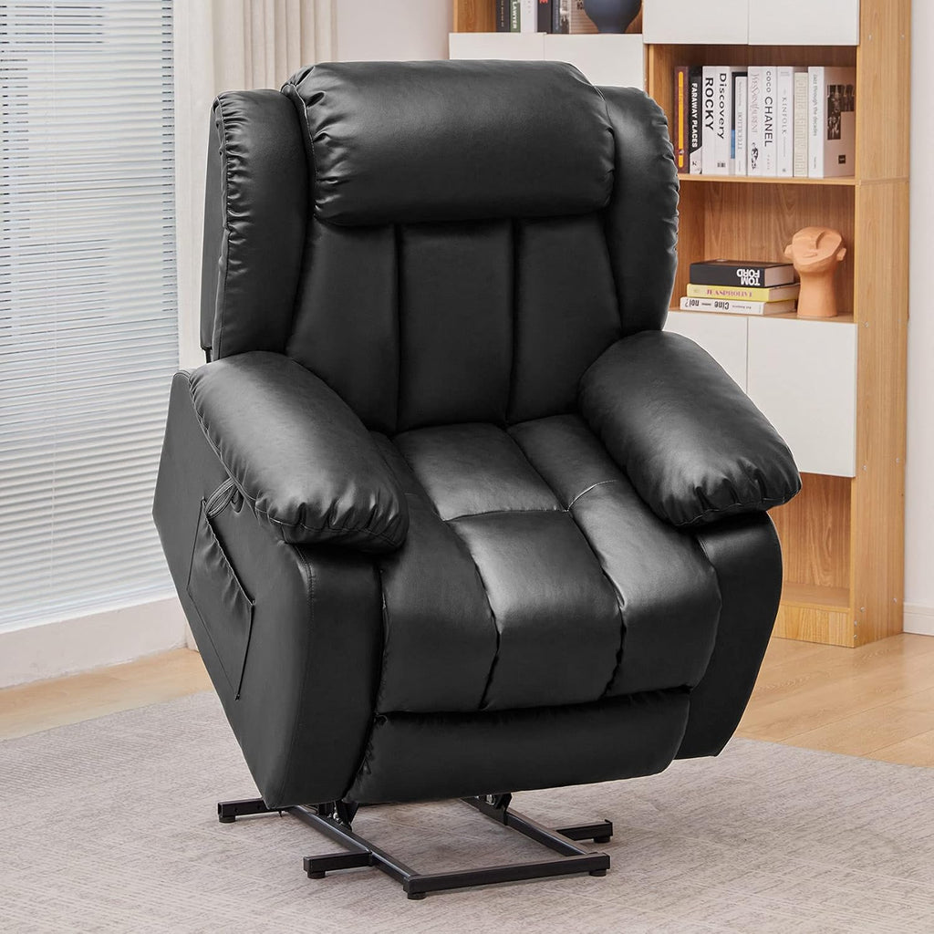 Dark Gray Plush Fabric Electric Power Lift Recliner Chair with Massage and Heat B432845