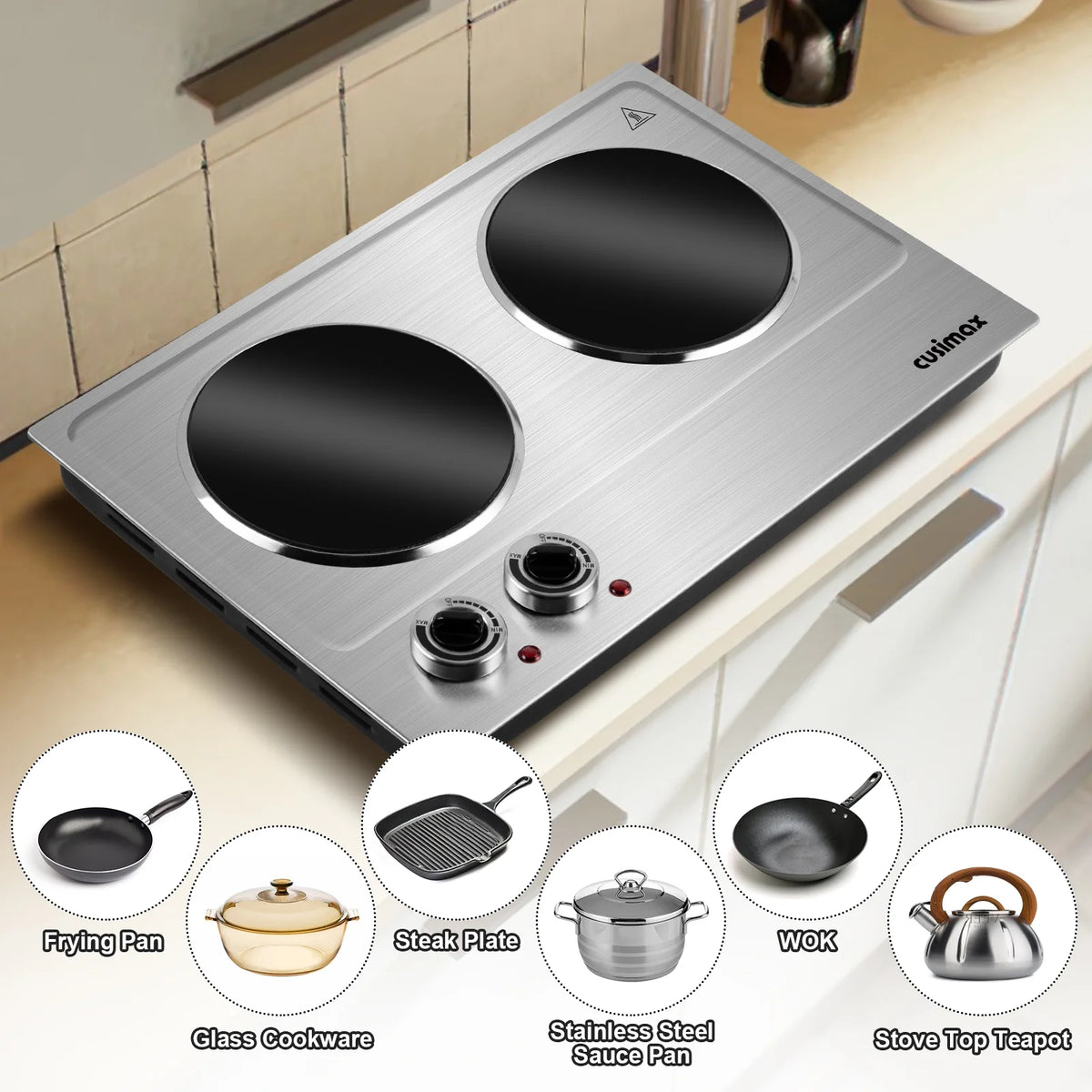 1800W Infrared Double Burner Electric Hot Plate Y1967