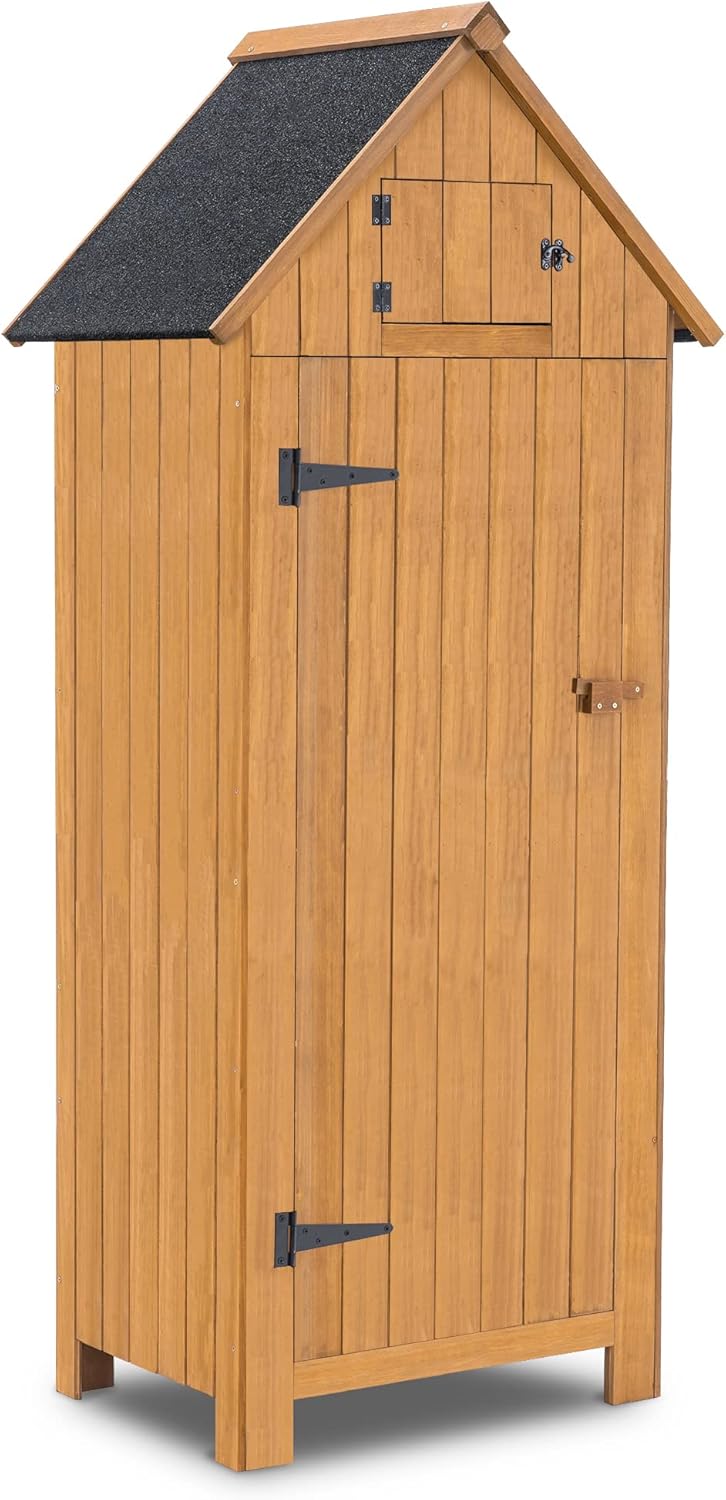 Outdoor Storage Cabinet Wooden Shed Organizer with Fir Wood A586