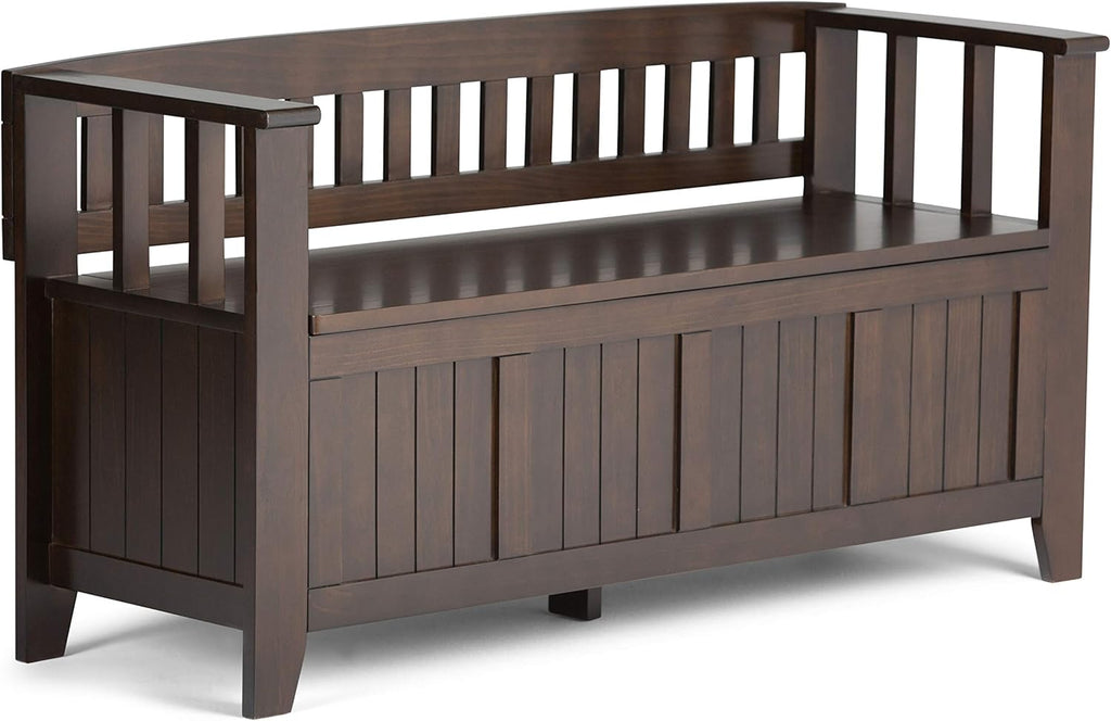 White 48 inch Wide Wood Storage Bench C342416