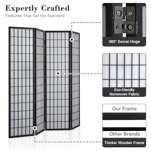 4 Panel Black Folding Room Divider C371197