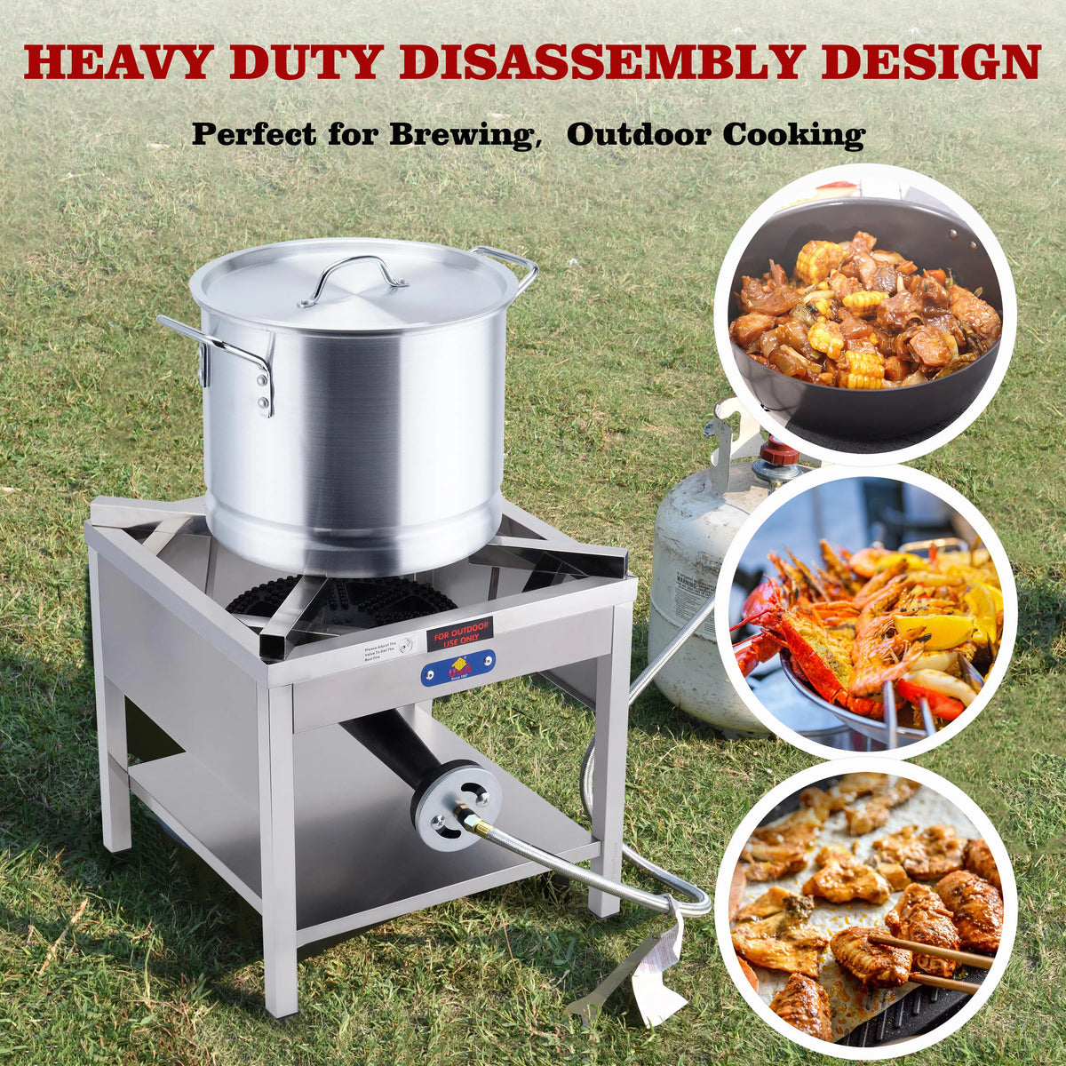 Stainless Steel Propane Burner Outdoor Cooker Stove 200,000 BTU I6027