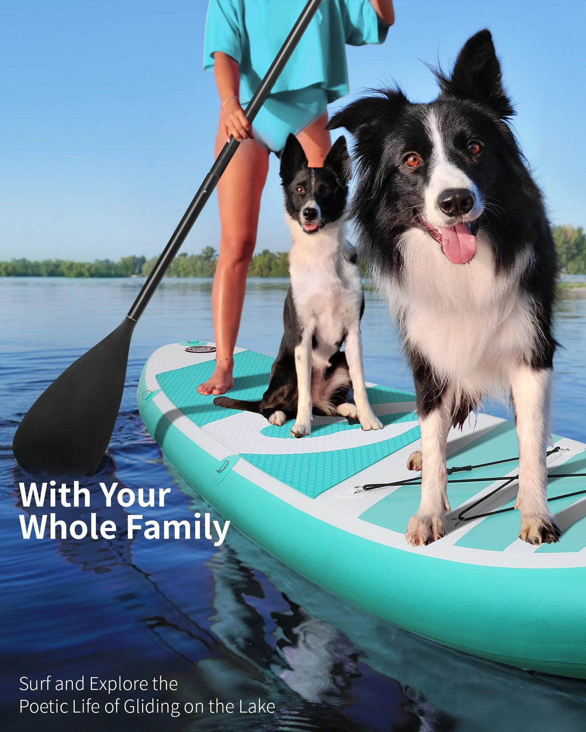10' Green Inflatable Paddle Board with Carry Bag D135