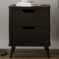 Walnut Solid Wood Nightstand with Two Storage Drawers T9655