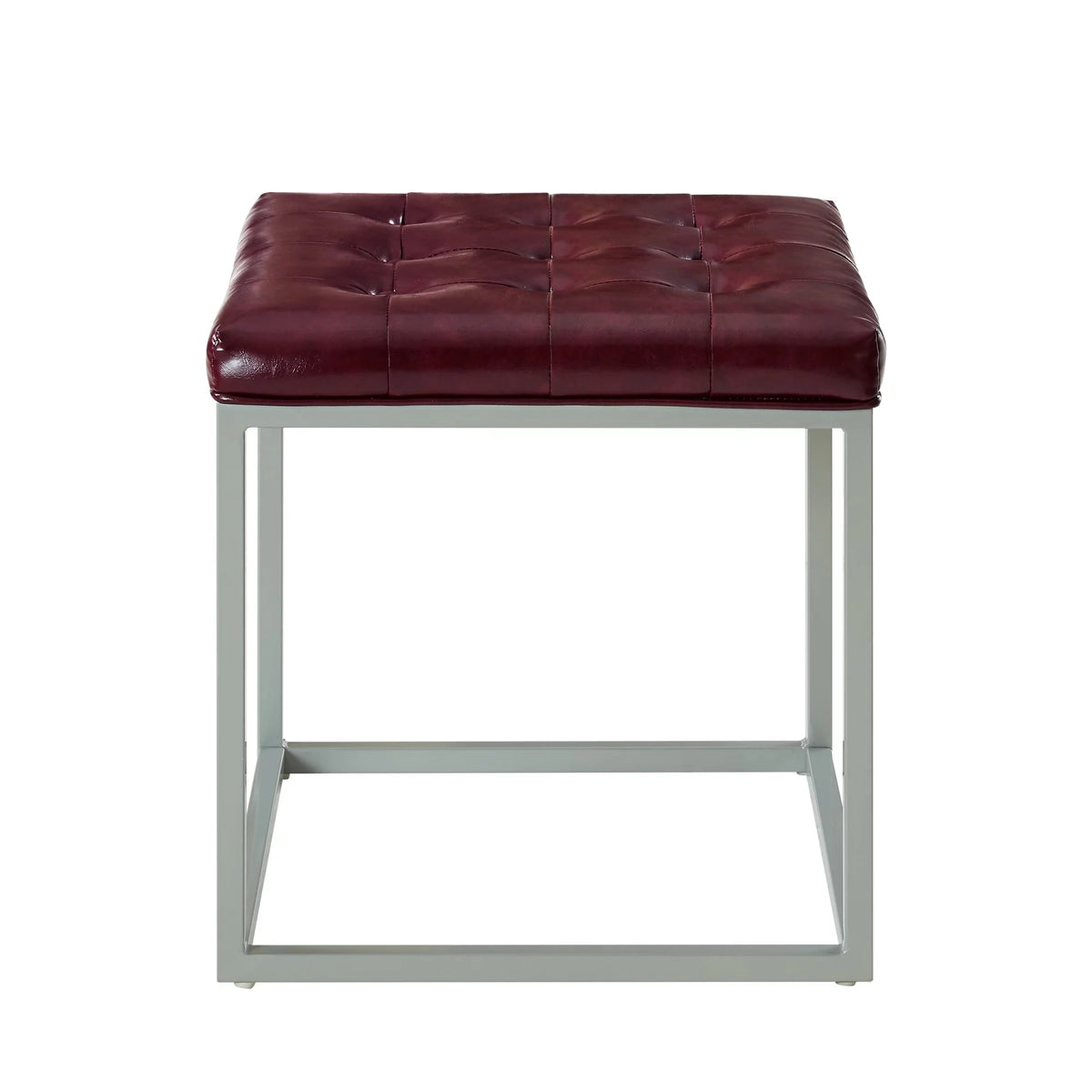 Purple Faux Leather Gray Cube Ottoman Q3367