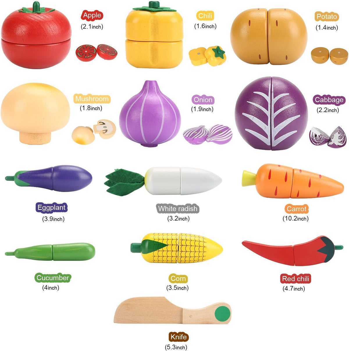 Magnetic Wooden Cutting Food Play Toy Set with Basket V24518