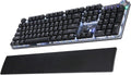 PC Gaming Keyboard with Detachable Hand Rest, White LED Backlit, 104-Keys USB Wired Mechanical Keyboard O9896