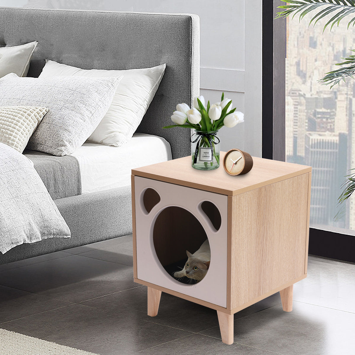 Cat House Nightstand with Hole E9836