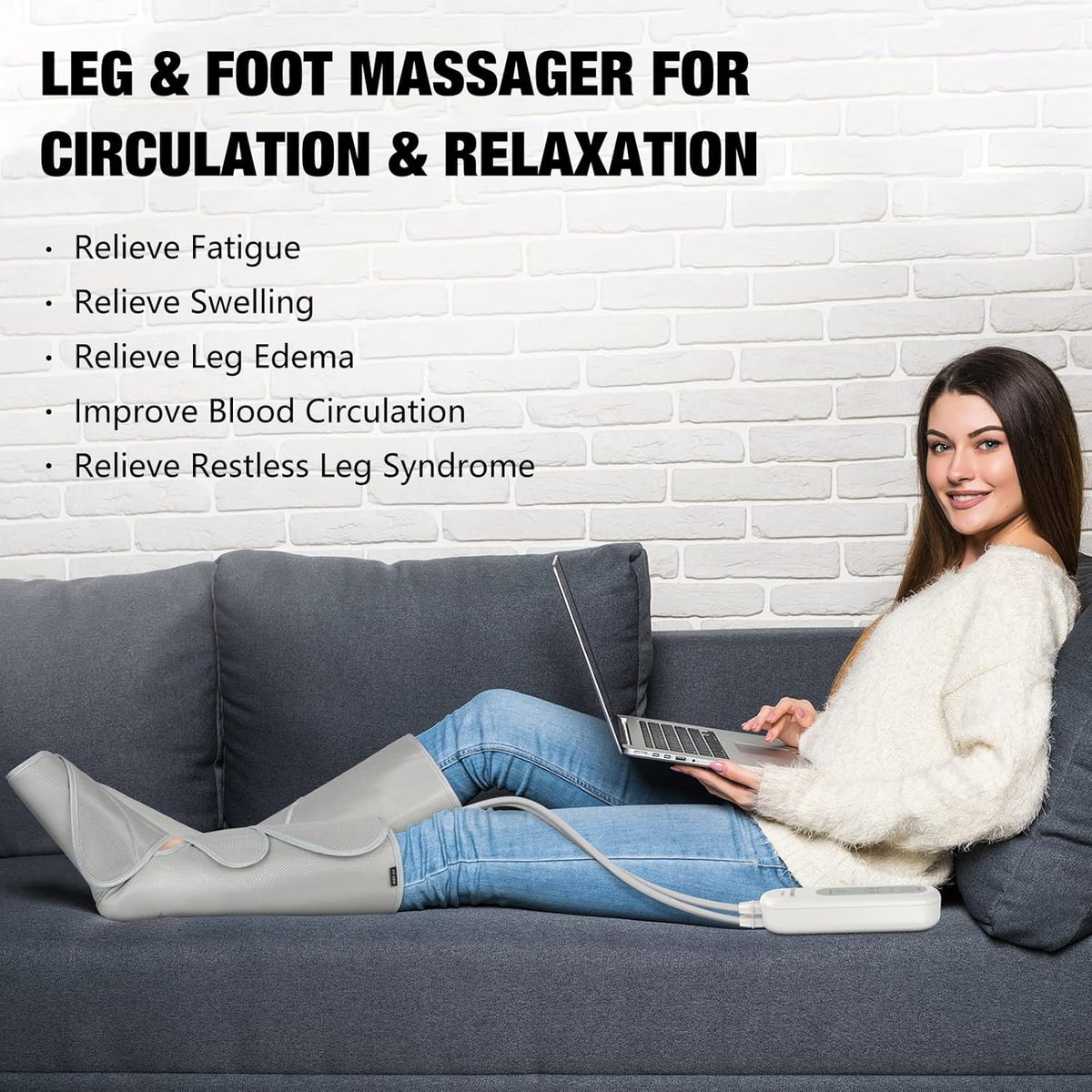 Air Compression Foot and Calf Massager with Handheld Controller B9226