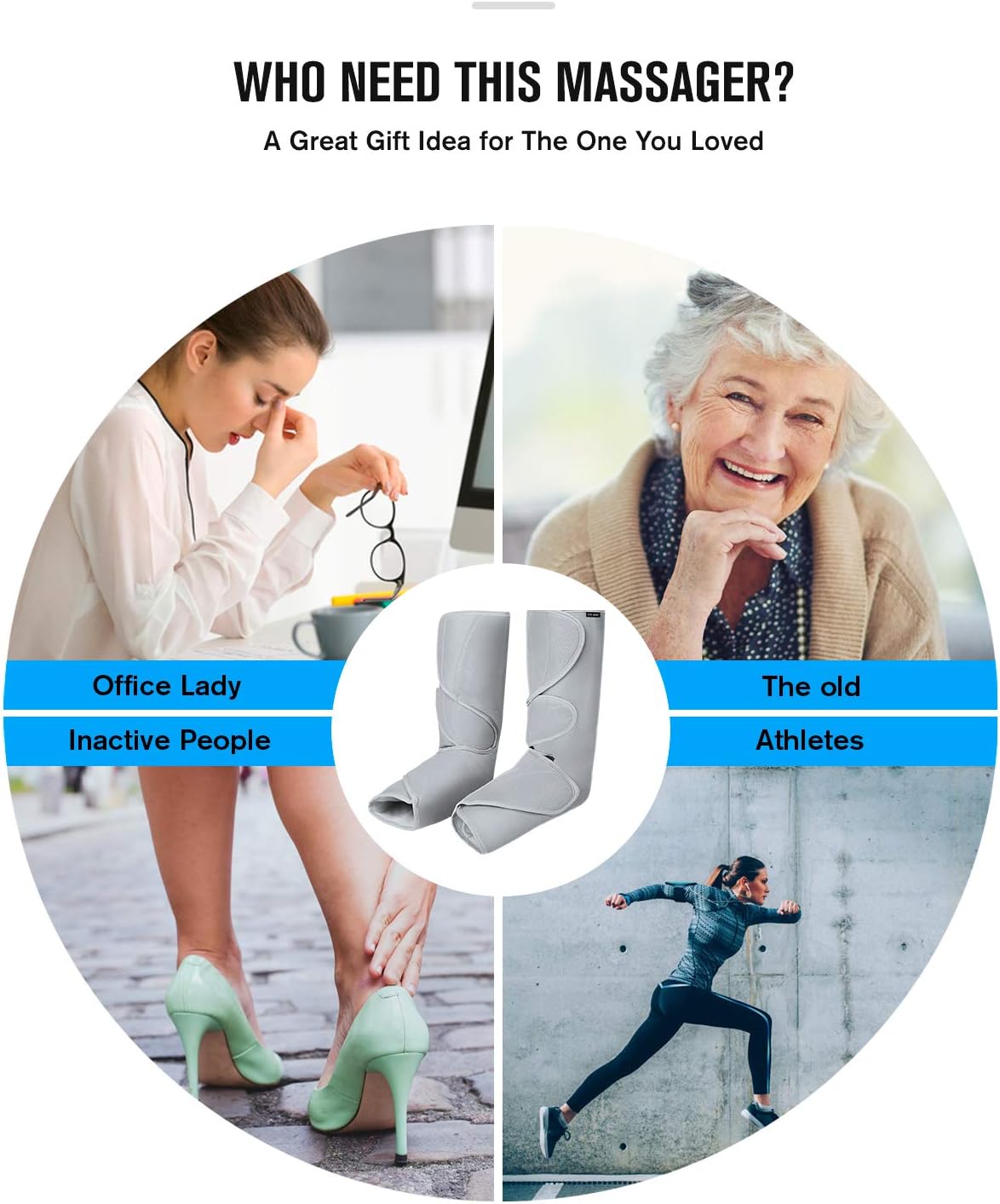 Air Compression Foot and Calf Massager with Handheld Controller B9226