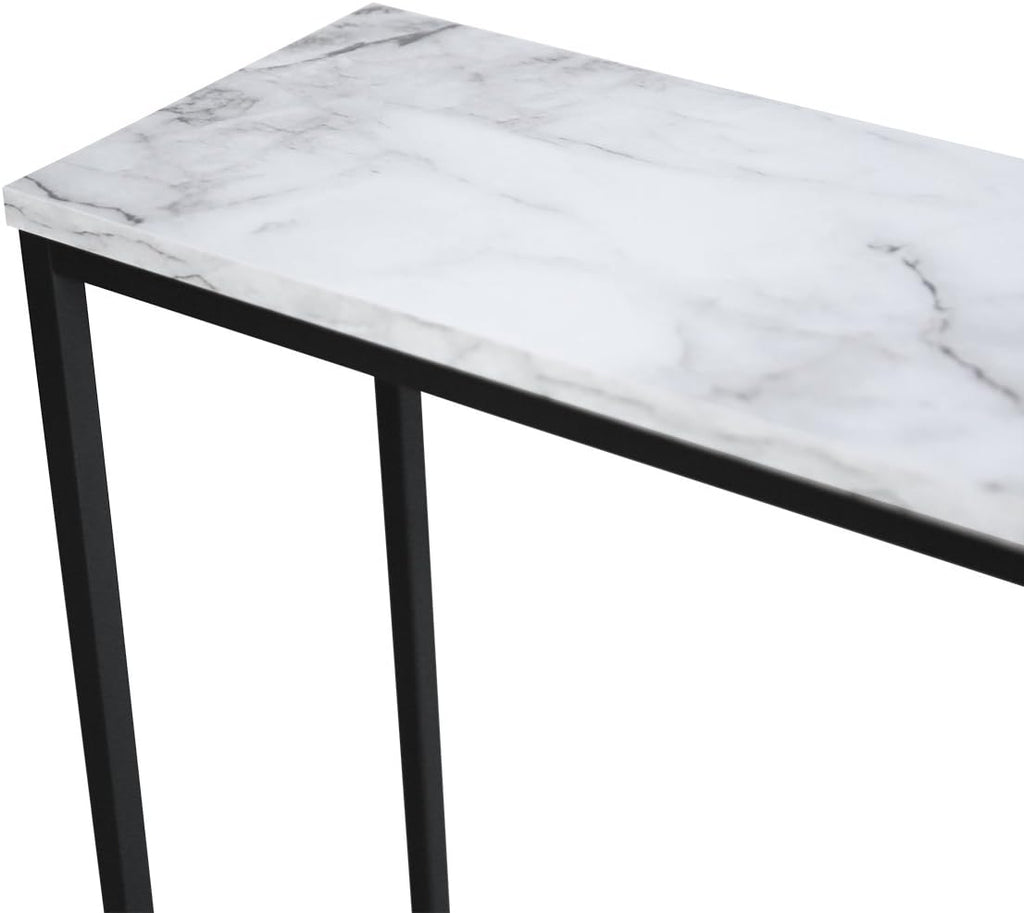 Black Faux Marble Console Table with Metal Frame D58943