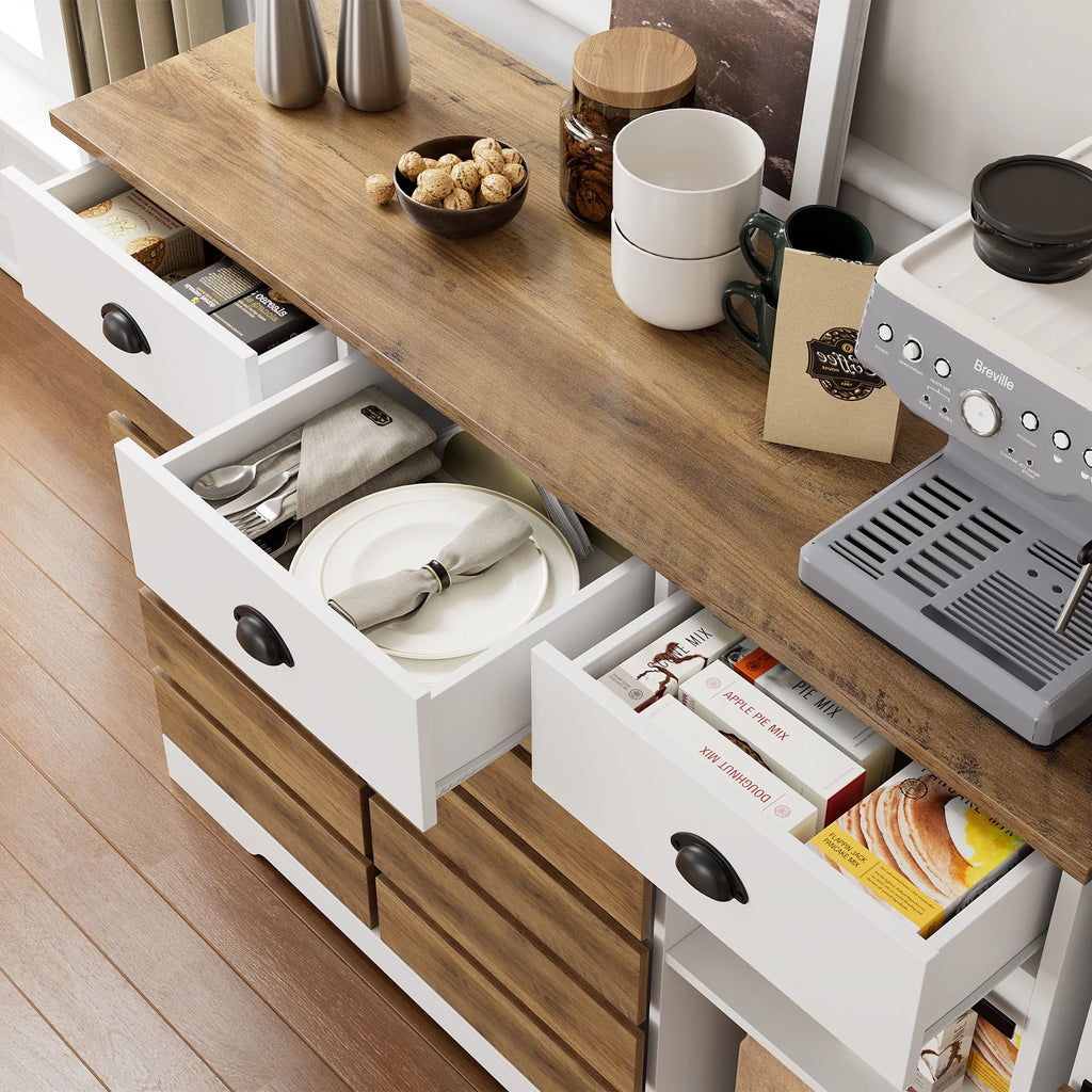 White 3 Drawer Buffet Cabinet with Sliding Barn Doors Z86715