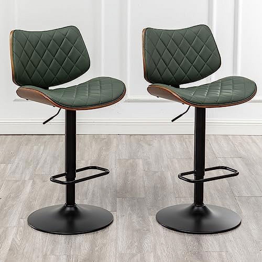 Beige Leather Swivel Stools Set of 2 Z492703