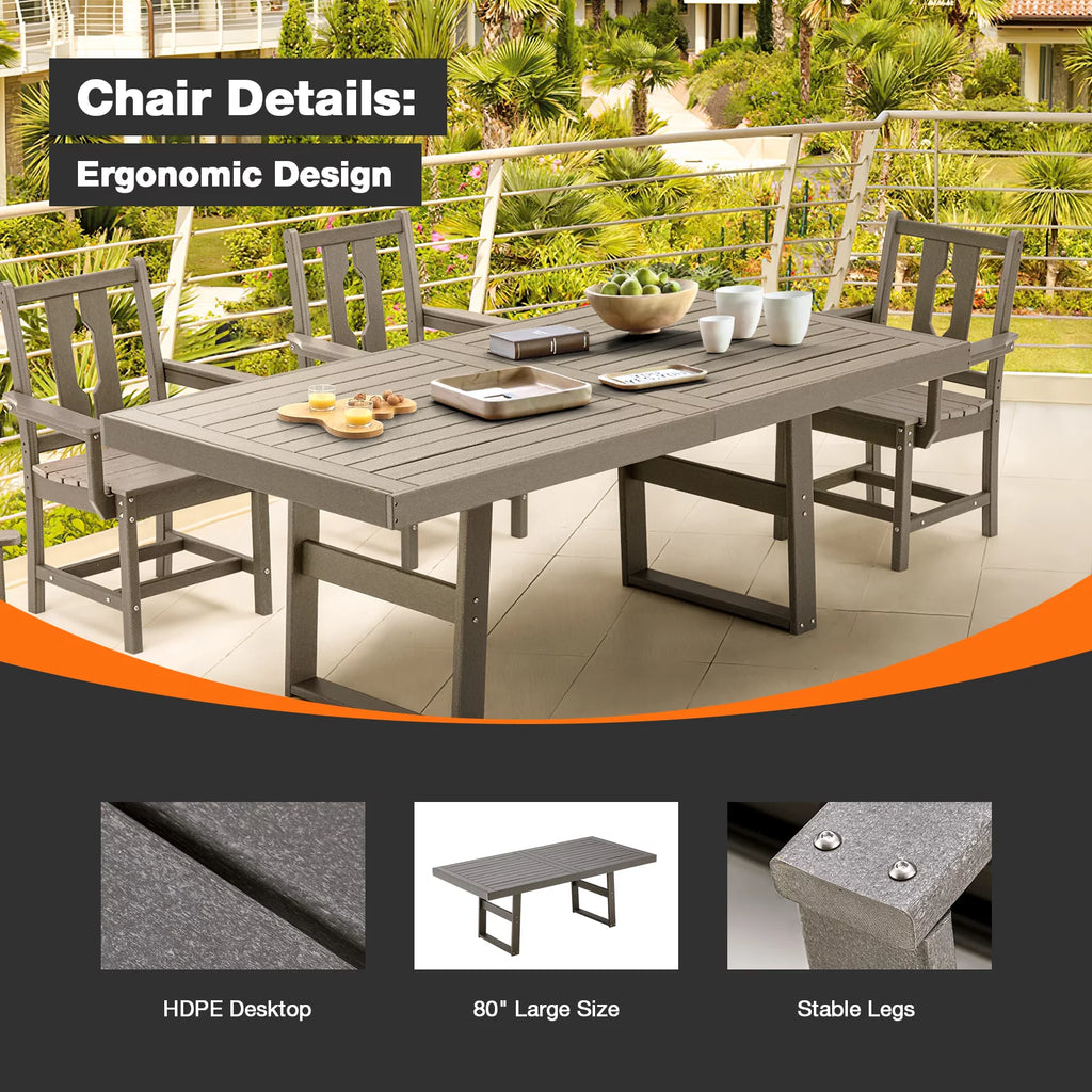 5 Piece HDPE Patio Dining Set with 4 Armchairs X8657