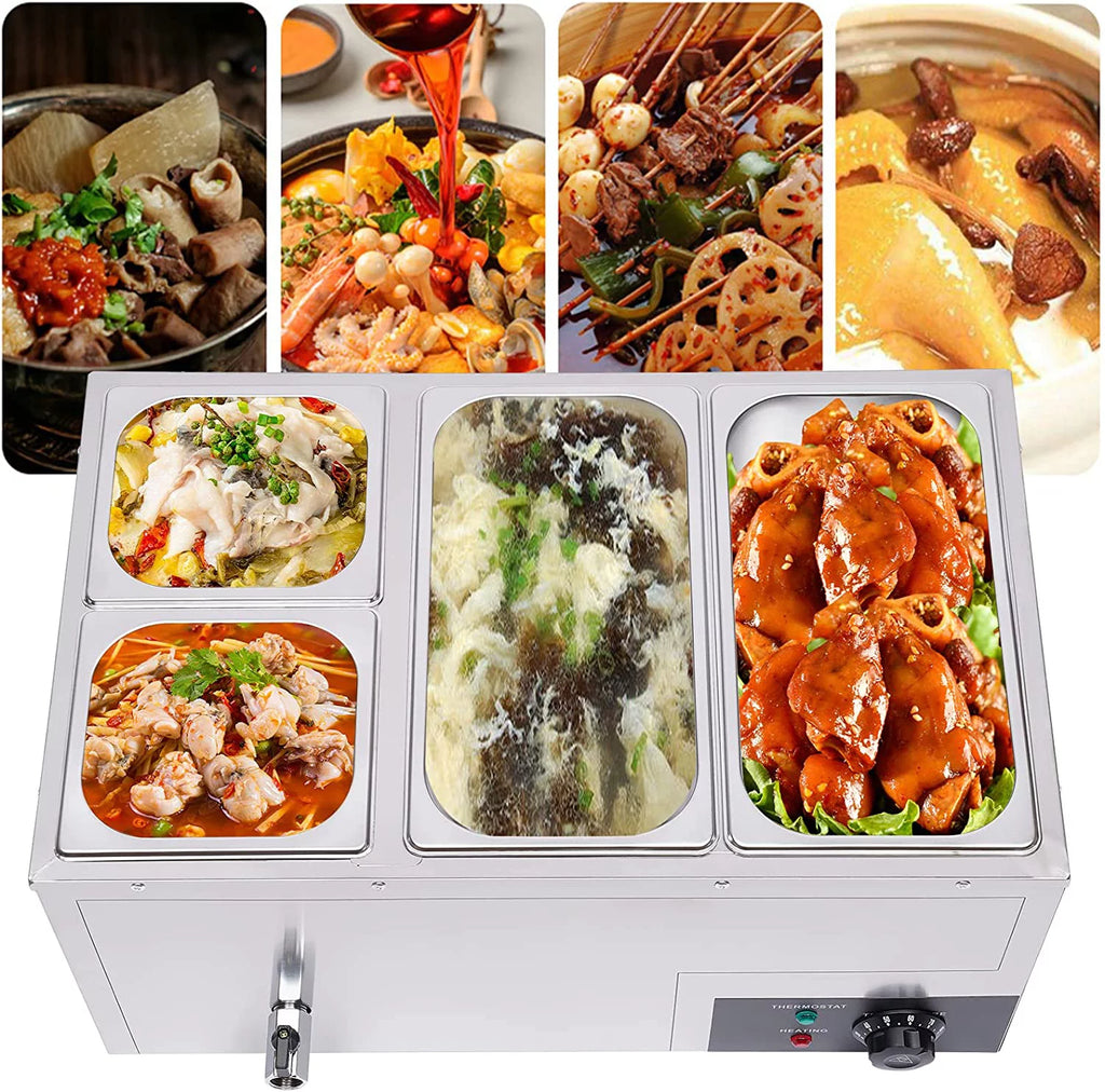 850W Stainless Steel 4-Pan Commercial Food Warmer K37996