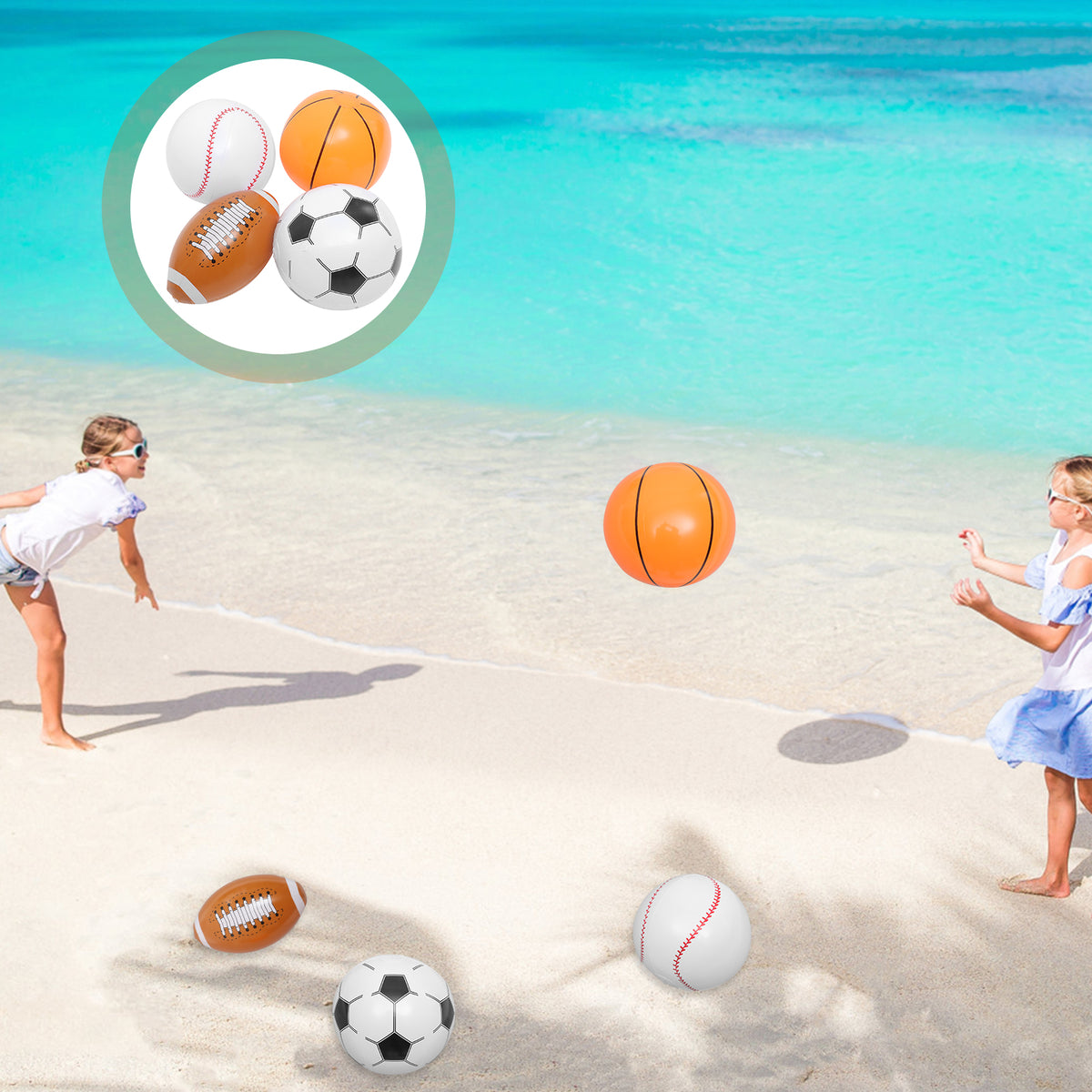 20 Pcs Inflatable Beach Ball Basketball Inflatable Toys Mini Beach Balls Soccer Toys Pool Party Child F318616