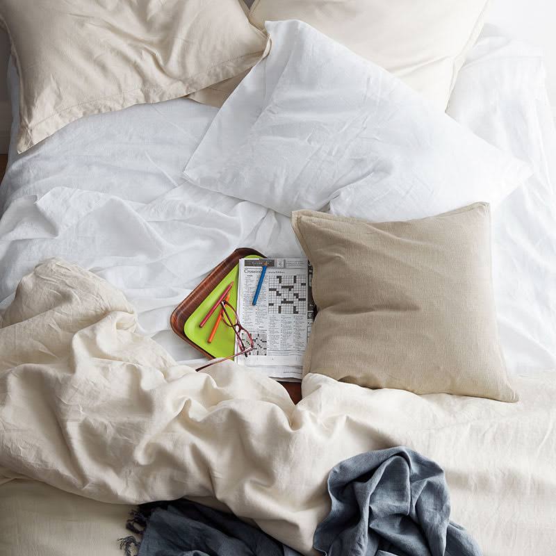 Solid Washed Mustard Linen Full Flat Sheet D9801