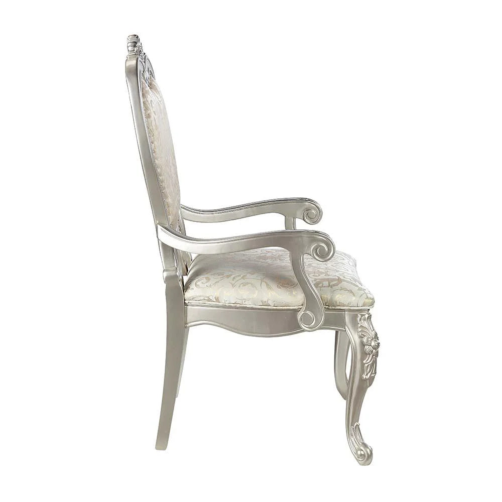 Champagne Nailhead Trim Arm Chair Set of 2 Q7713