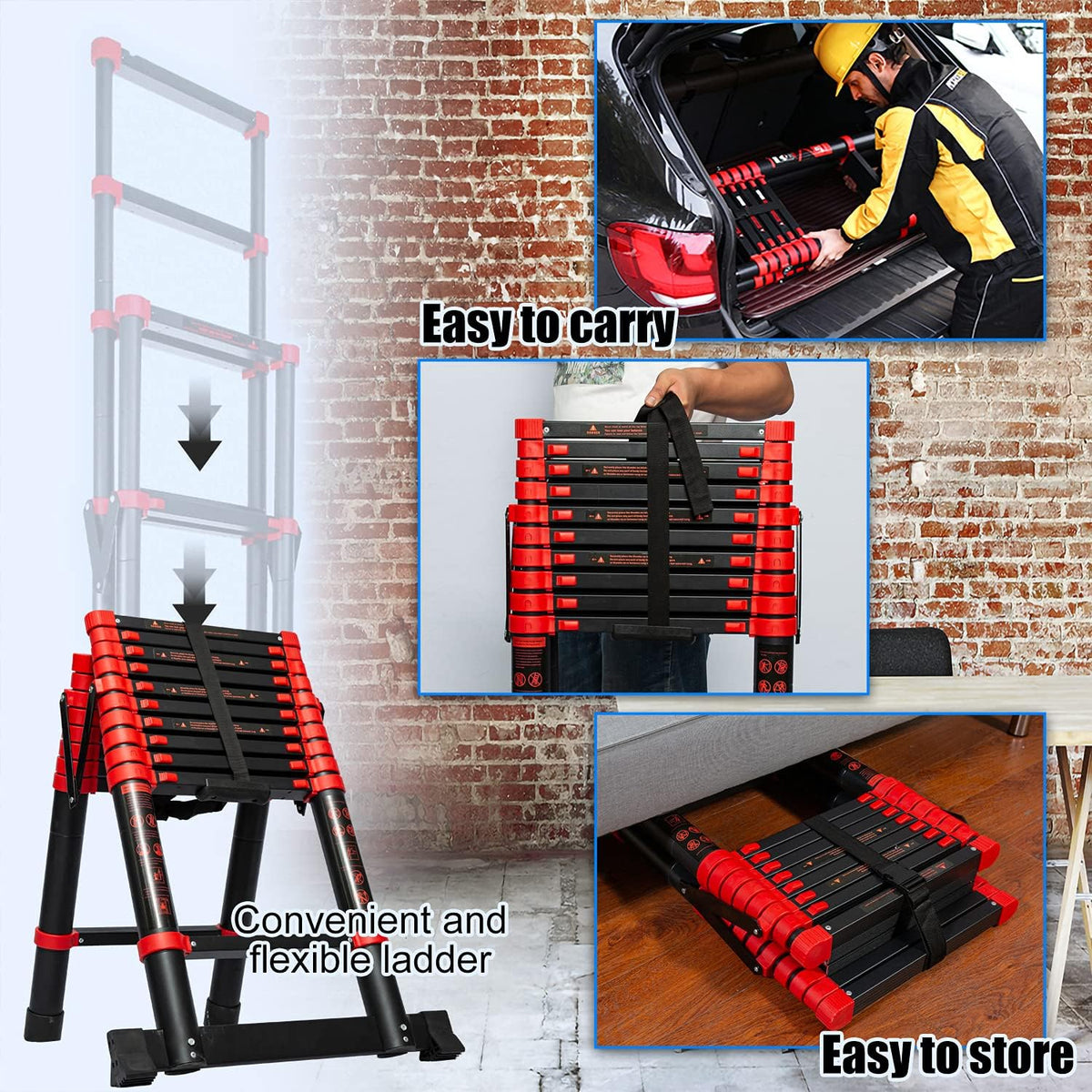 Telescopic Ladder 9+11 Aluminum A-Frame Extension Ladder R86239