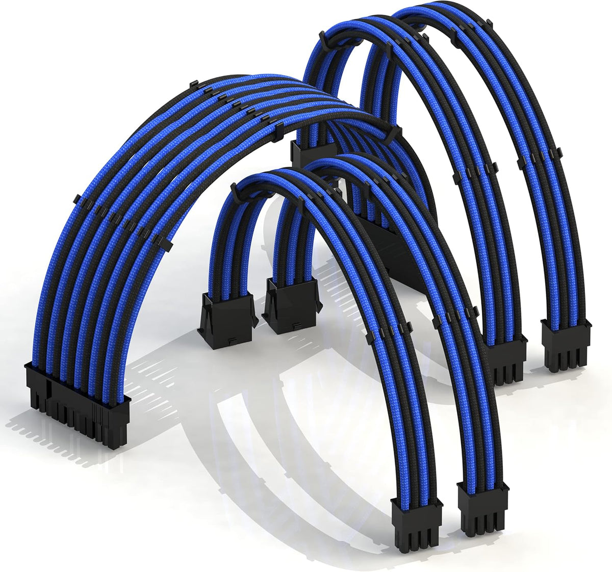50cm Sleeved PSU Cable Extension Kit with Comb, Red Black, 24 P (20+4), 8 P CPU, 8 P GPU, 500mm, Pack of 2 F267