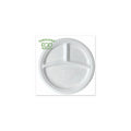 Compostable Sugarcane Plates, 3 Compartment, 10 T890635