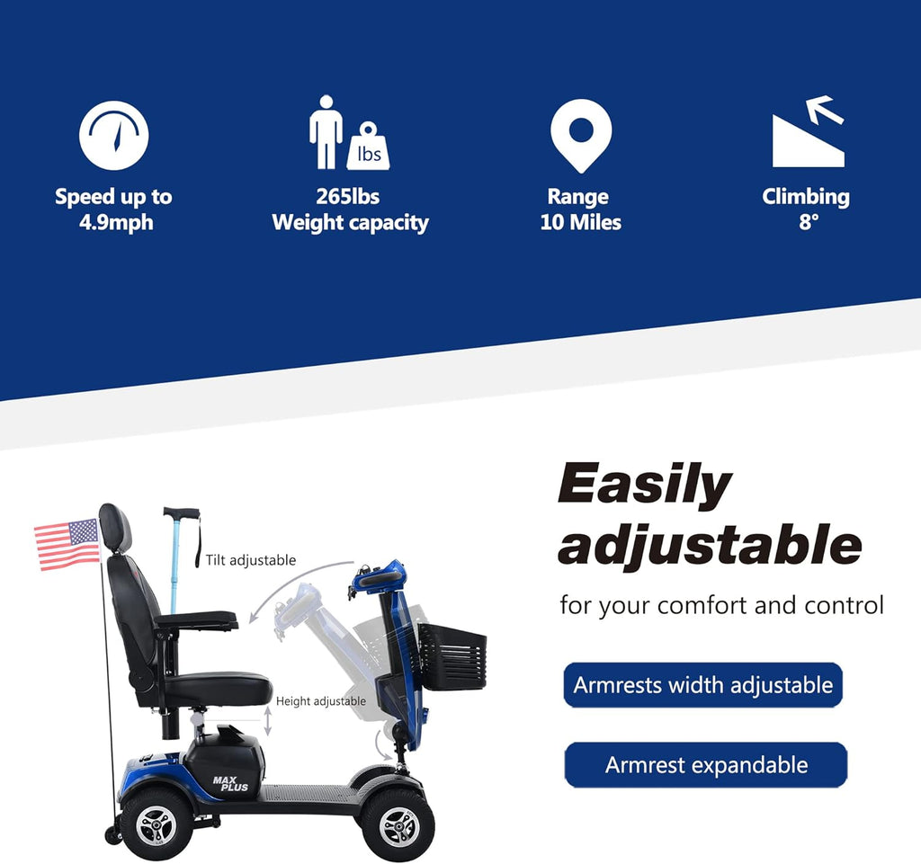 4 Wheel Folding Mobility Scooter 300lbs Max Weight X49805