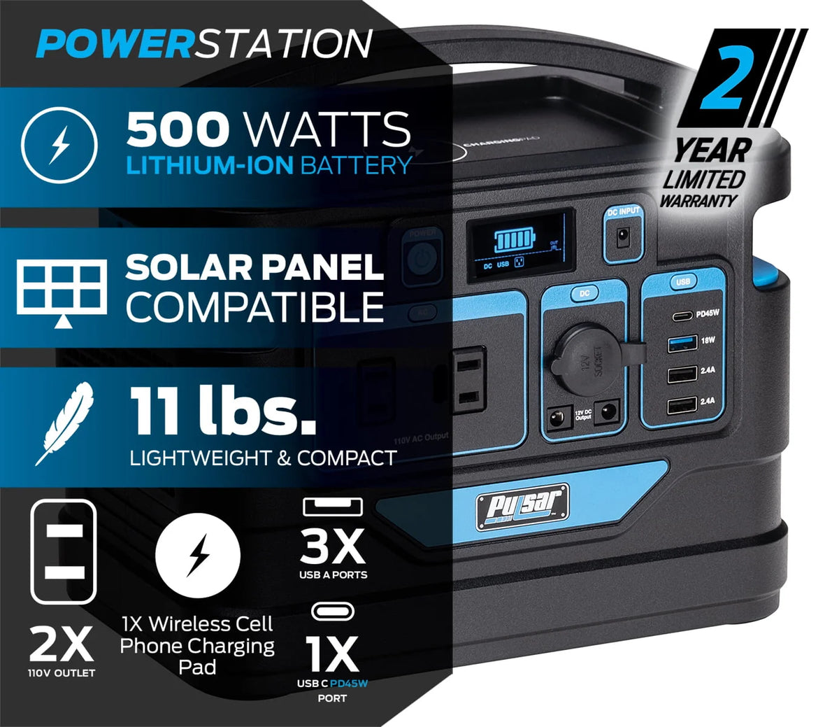 500 Watt Lithium-Ion Portable Power Station Q8841