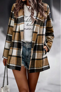 Plaid Patchwork Turndown Collar Outerwear D318