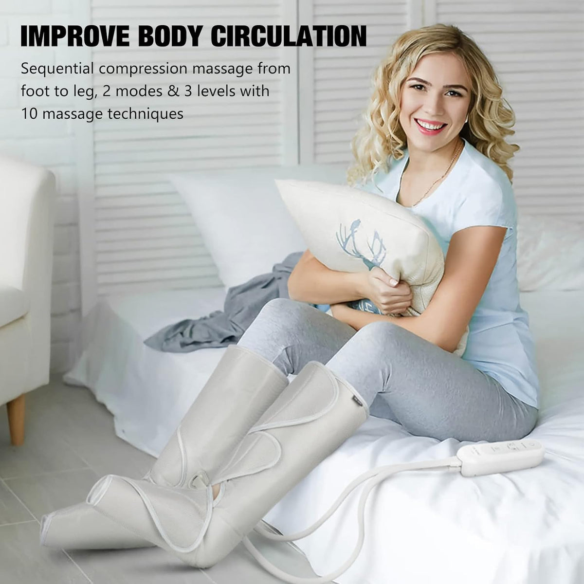 Air Compression Foot and Calf Massager with Handheld Controller B9226
