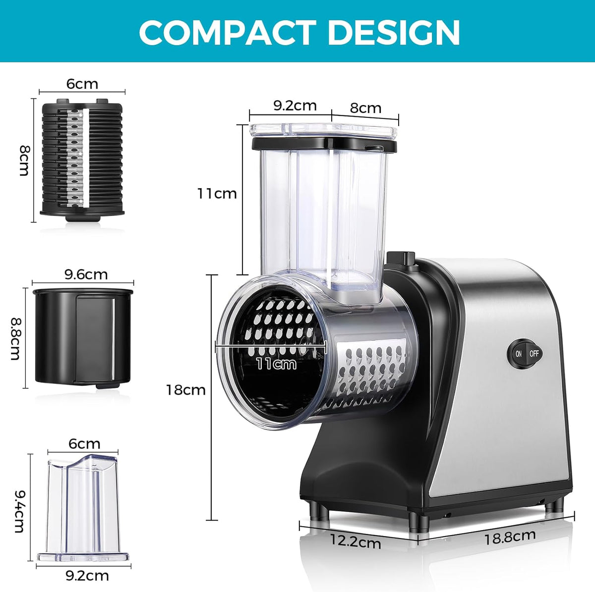 250W Electric Cheese Grater with 5 Attachments U21407