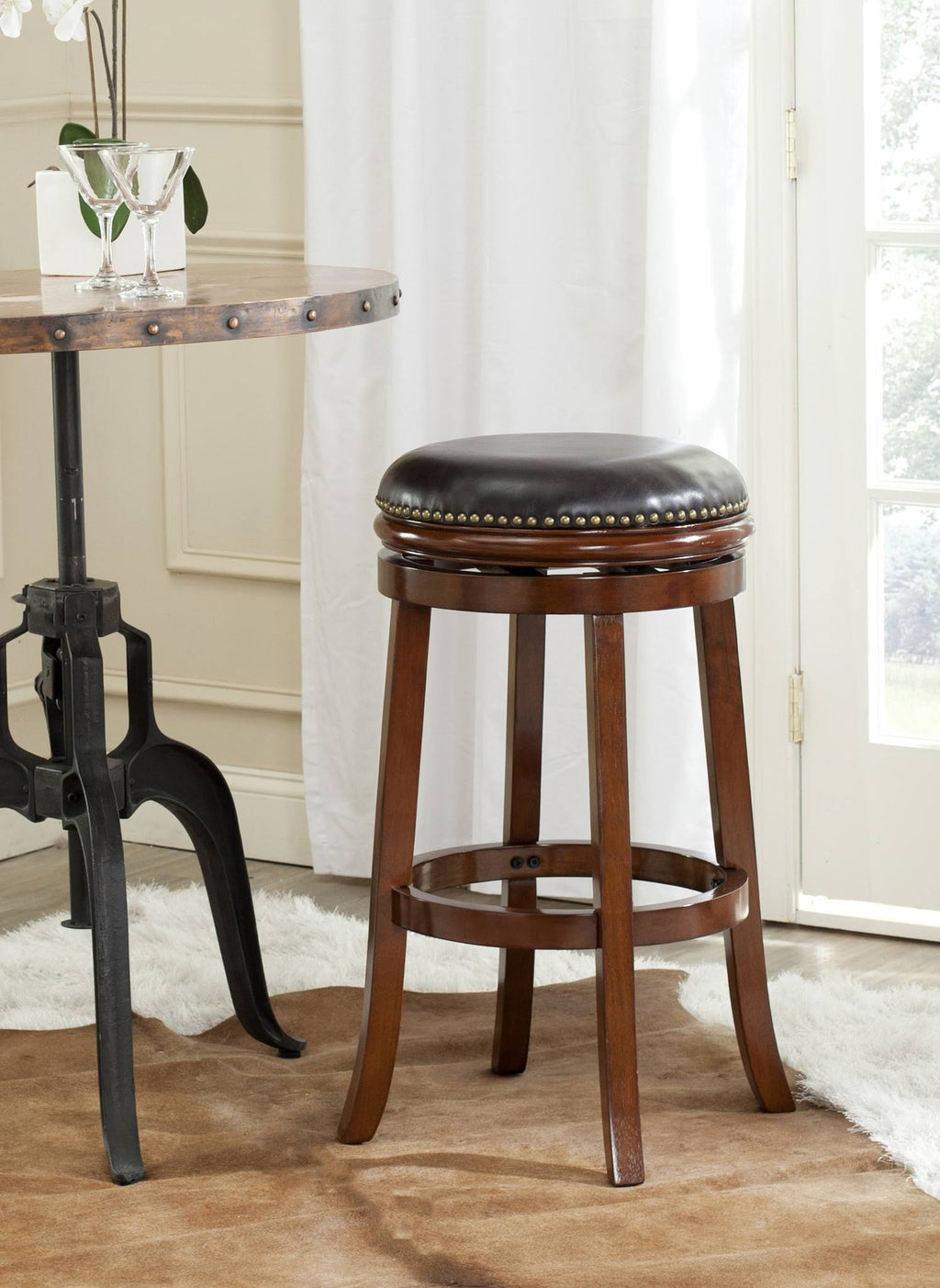 Walnut Brown Swivel Bar Stool I93789