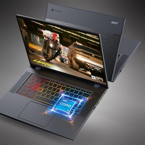 16'' QHD Chromebook with Intel Core i5-1240P, 8GB RAM, 256GB PCIe SSD, RGB Backlit, Titanium Gray R517